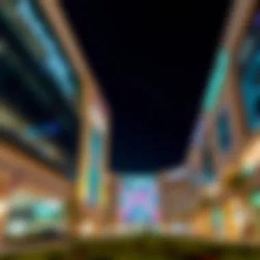 Illuminated Beauty of Damac Hills Mall at Night Night view of Damac Hills Mall illuminated, highlighting its allure