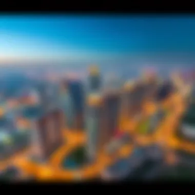 Aerial View of Emaar Properties in Dubai Aerial view of Dubai skyline highlighting Emaar properties