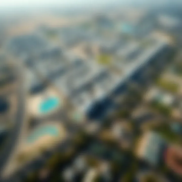 Aerial Perspective of Al Barsha's Layout Aerial view of Al Barsha highlighting the neighborhood's layout and amenities