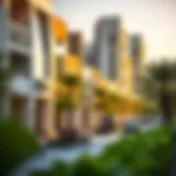 Vibrant street view of Al Barsha showcasing its modern architecture and lush greenery