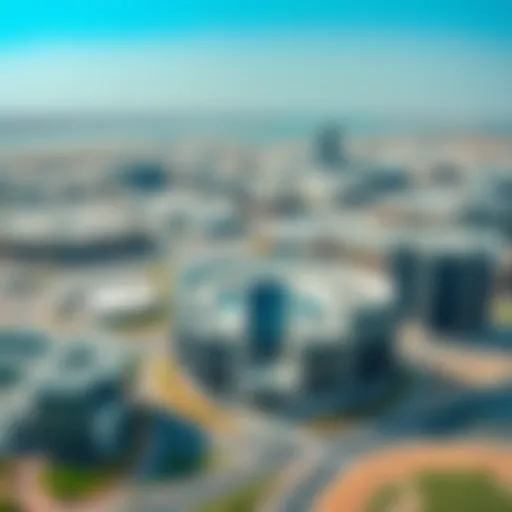 Aerial view of Al Maktoum City showcasing modern architecture and expansive layout