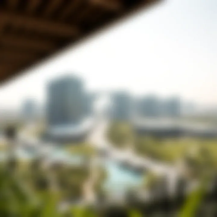 Conceptual rendering of Al Maktoum City highlighting green spaces and urban planning