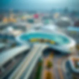 Aerial view of Al Rigga Metro station showcasing its architectural design