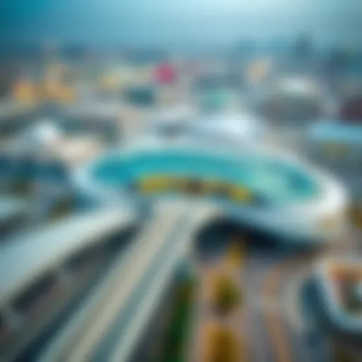 Aerial view of Al Rigga Metro station showcasing its architectural design