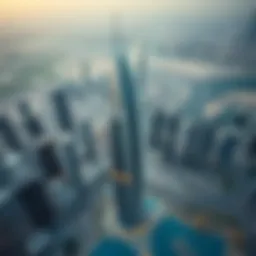 Aerial view of Alreem Tower showcasing its unique architectural design