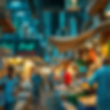 Dynamic Trade Environment A bustling market scene in Dubai highlighting trade