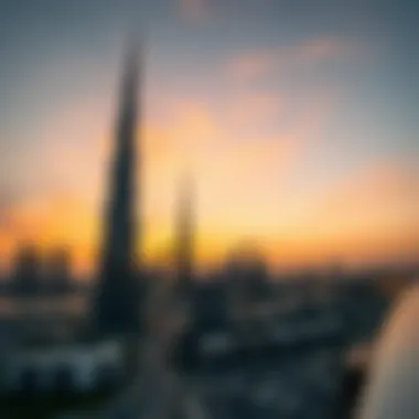 Dubai at Dusk A close-up of the Dubai skyline at sunset