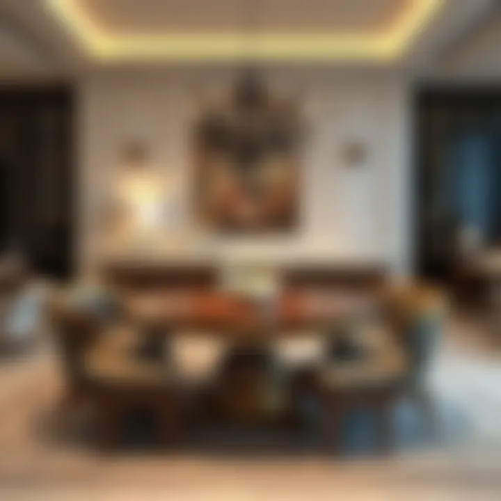 Elegant dining table set showcasing craftsmanship and design.