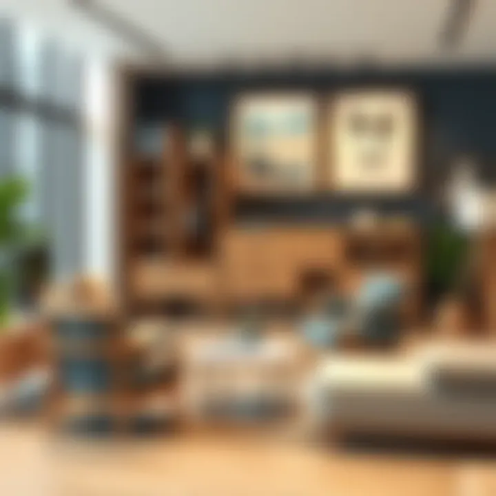 Versatile workspace setup with functional furniture.