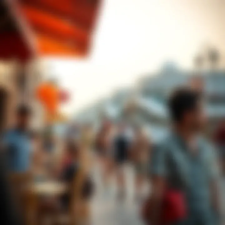 Vibrant lifestyle scene at JBR with cafes and shops
