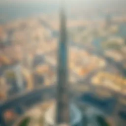 Aerial view of Noor Tower amidst Dubai's skyline