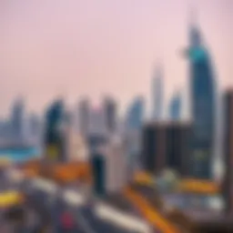 A stunning skyline view of Dubai showcasing iconic buildings