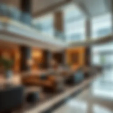 Luxurious lobby area highlighting contemporary design elements