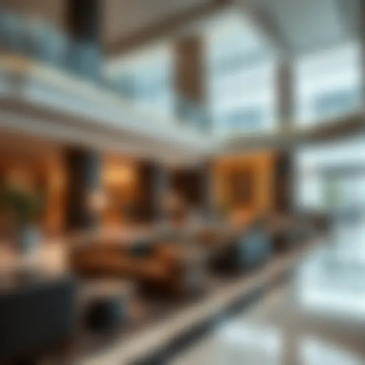 Luxurious lobby area highlighting contemporary design elements