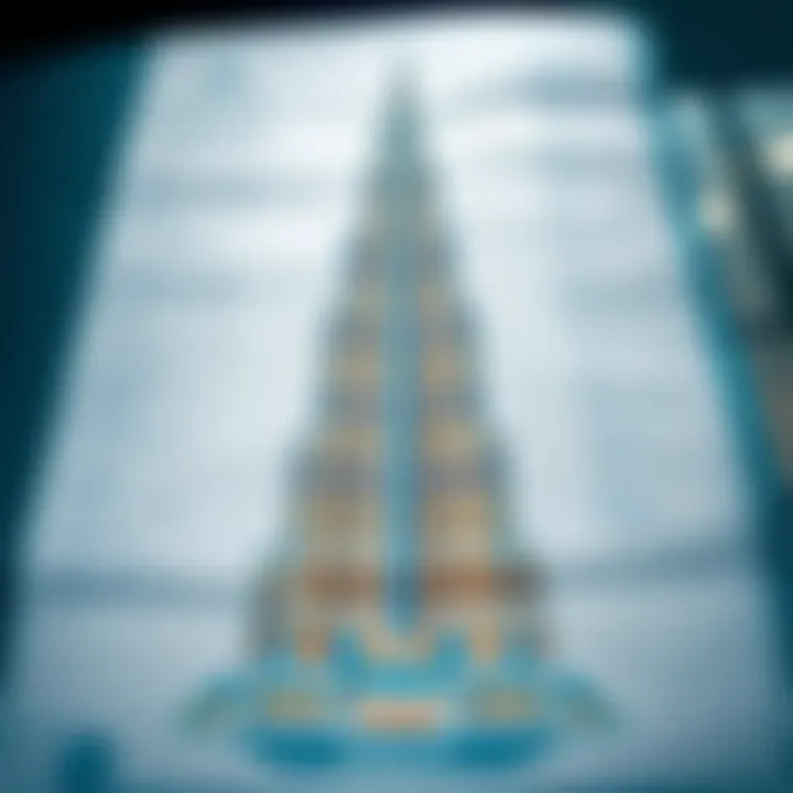 Blueprint of Burj Khalifa Blueprint of Burj Khalifa illustrating architectural complexity