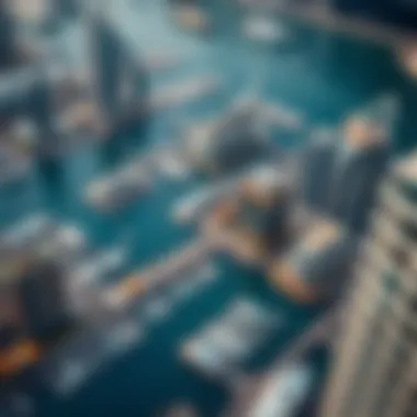 Aerial View of Architectural Marvels in Marina Dubai Aerial view of Marina Dubai highlighting its unique architecture