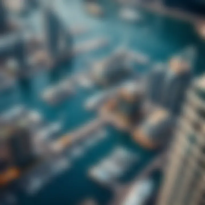 Aerial View of Architectural Marvels in Marina Dubai Aerial view of Marina Dubai highlighting its unique architecture