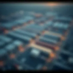 Aerial view of Jebel Ali warehouse district showcasing logistics operations
