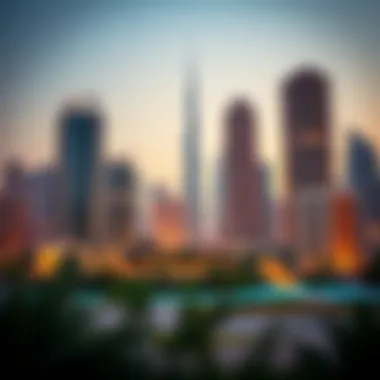 Iconic skyline of Dubai with high-end residential buildings