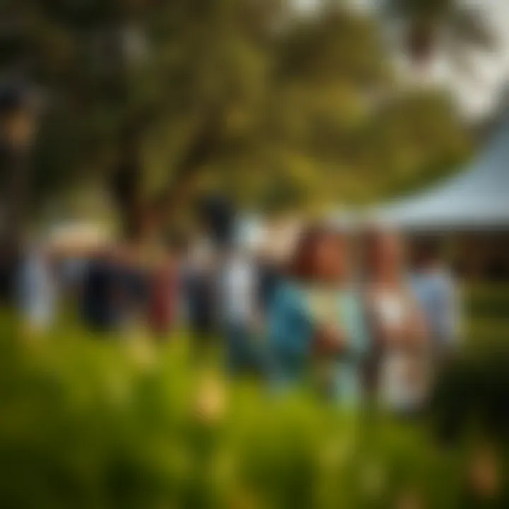 Cultural Events in a Natural Setting Visitors attending a cultural event in Umm Emarat Park, surrounded by nature.
