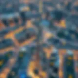 Aerial view showcasing Burj Khalifa and its surroundings